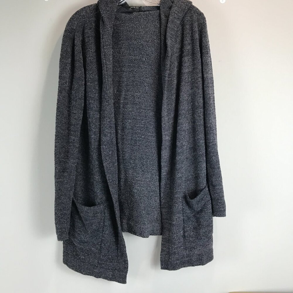Women's Barefoot Dreams Cozy Chic hooded grey Cardigan Size M